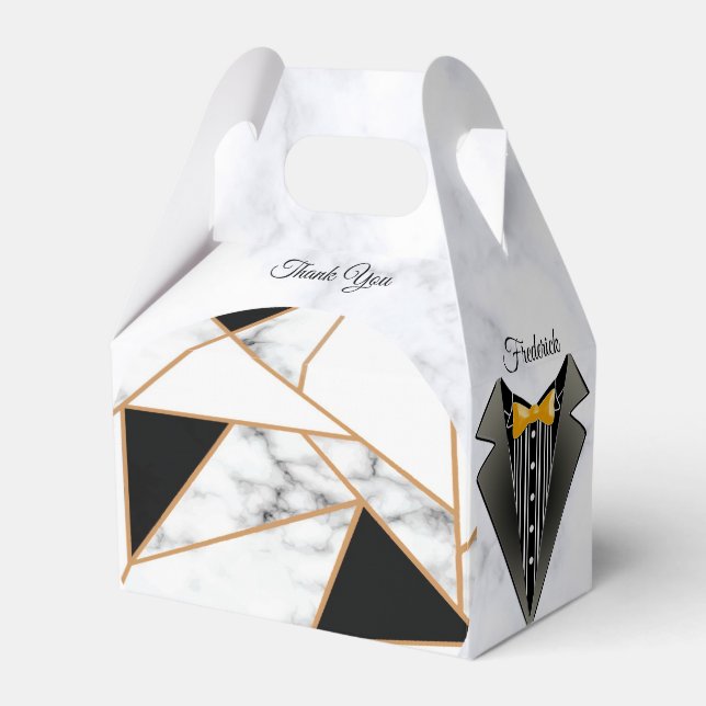 Modern Black Guld Abstrakt om Vita marmor Presentaskar (Framsidan Sidan)