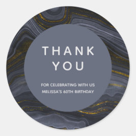 Modern Black & Guld Agate Stone Abstrakt Tack Runt Klistermärke