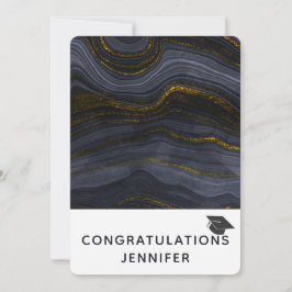Modern Black & Guld Agate-Studentmössa Julkort
