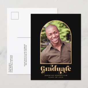 Modern Black Guld Arch Photo Studenten Meddelande Vykort