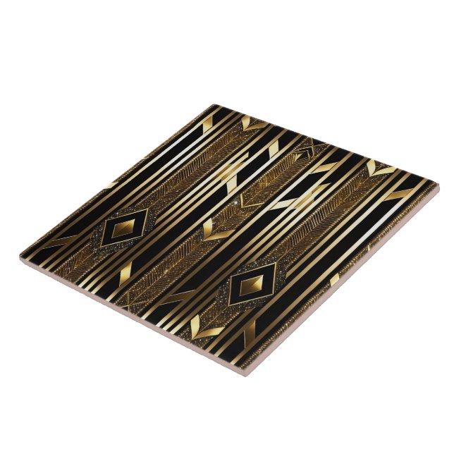Modern Black Guld Art Deco-samling Kakelplatta (Sidan)