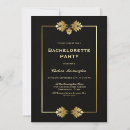 Modern Black Guld Bachelorette Party Inbjudningar