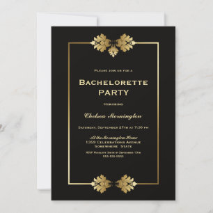 Modern Black Guld Bachelorette Party Inbjudningar