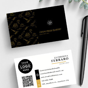 Modern Black Guld Bakery Goods Bakery Visitkort