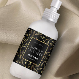 Modern Black & Guld Blommigt Room Spray Flaska-eti Fraktsedel