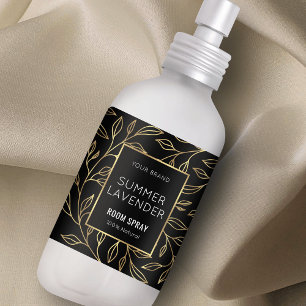 Modern Black & Guld Blommigt Room Spray Flaska-eti Fraktsedel