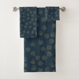 Modern Black Guld Blommönster  Trendig Bath Towel