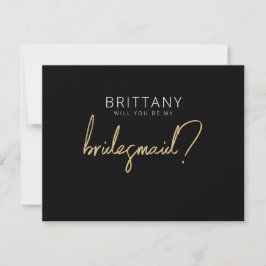 Modern Black + Guld Bridesmaid Frieri kort