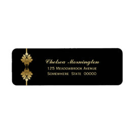 Modern Black Guld Bröllop Returadress Etikett