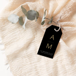 Modern Black + Guld bröllopsförmån Presentetikett