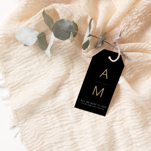Modern Black + Guld bröllopsförmån Presentetikett