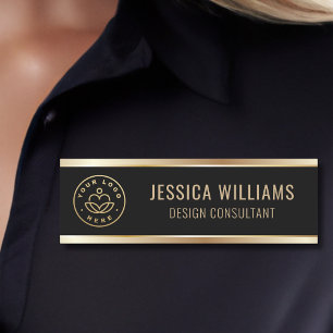 Modern Black Guld Business Logotyp Namnbricka