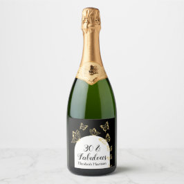 Modern Black Guld Butterflies Fabulous Birthday