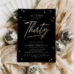 Modern Black Guld Calligraphy 30års födelsedag Inbjudningar<br><div class="desc">Modern Black Guld Calligraphy 30års födelsedag-inbjudan har en spridning av guld faux foil-konetti i roligt och modern kalligrafi.</div>