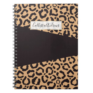 Modern Black Guld Cheetah Leopard Animal Print Anteckningsbok