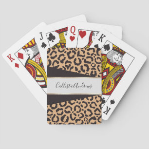 Modern Black Guld Cheetah Leopard Animal Print Casinokort