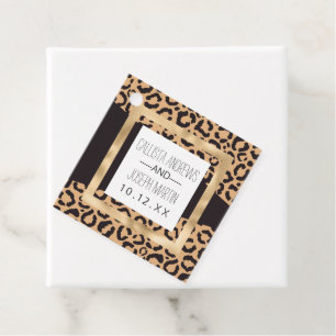 Modern Black Guld Cheetah Leopard Animal Print Gåvor Etiketter