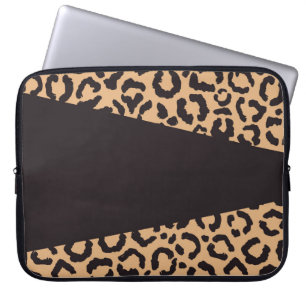 Modern Black Guld Cheetah Leopard Animal Print Laptop Fodral