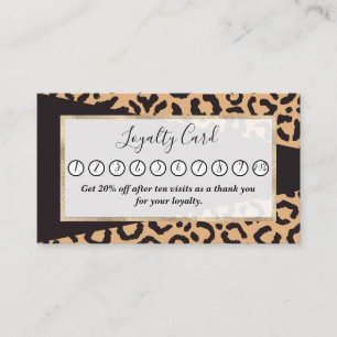 Modern Black Guld Cheetah Leopard Animal Print Lojalitetskort