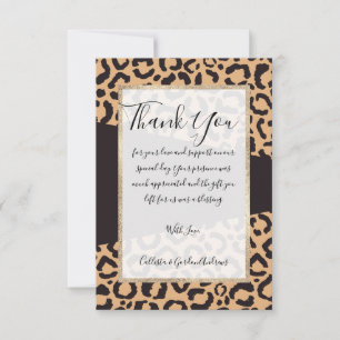Modern Black Guld Cheetah Leopard Animal Print Tack Kort