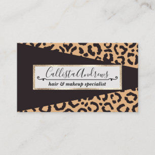 Modern Black Guld Cheetah Leopard Animal Print Visitkort