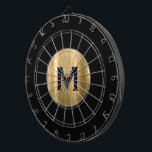 Modern Black Guld Classic Monogram Darttavla<br><div class="desc">Modern svart kartong med en borstad metallisk guld monogrammedaljon med klassisk blocktypografi som inledning. Anpassa till en början med ett monogram. användan anpassar menyn för att ändra färg eller typografi i bakgrunden.</div>