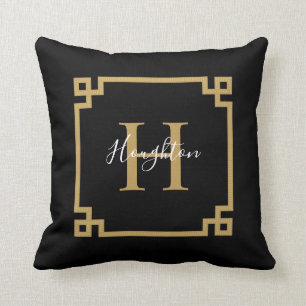 Modern Black Guld Classic Monogram Dekorativ kudde