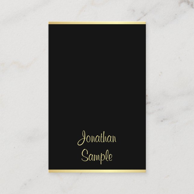 Modern Black Guld Coola Handskriftlig Personlig Visitkort (Framsida)