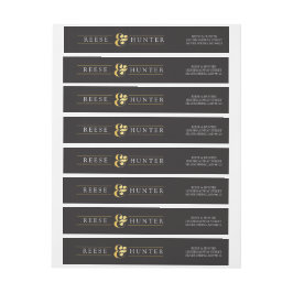 Modern Black Guld Elegant bröllop Etikettband