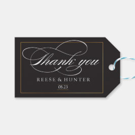 Modern Black Guld Elegant bröllop Tack Presentetikett