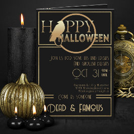 Modern Black Guld Elegant Vuxen Halloween fest Inbjudan