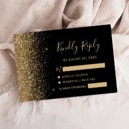 Modern Black Guld Faux Glitter Kant OSA Kort