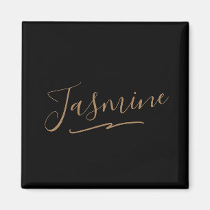 Modern Black Guld Feminine-skript Namn Magnet