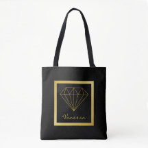 Modern Black Guld Geometric Diamond