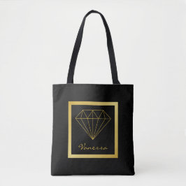 Modern Black Guld Geometric Diamond Tygkasse