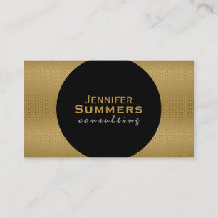 Modern Black & Guld Geometric Mönster 2d Visitkort