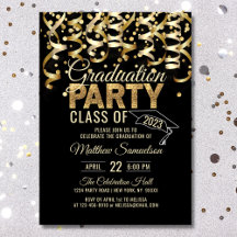 Modern Black Guld Glitter 2024-Studentfesten