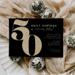 Modern Black Guld Glitter 50:e Födelsedagsfesten Inbjudningar<br><div class="desc">Det moderna Svarta Glitter 50:e Födelsedagsfest inbjudan har ett stort och trendig 50 i faux guld glitter.</div>