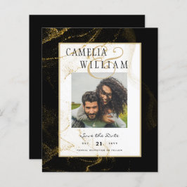 Modern Black Guld Glitter Bröllop