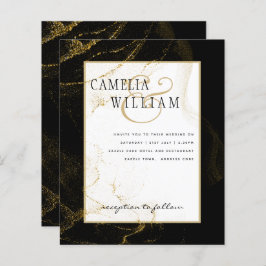 Modern Black Guld Glitter Bröllop