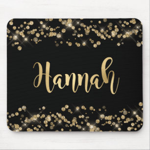 Modern Black Guld Glitter Confetti Monogram Musmatta