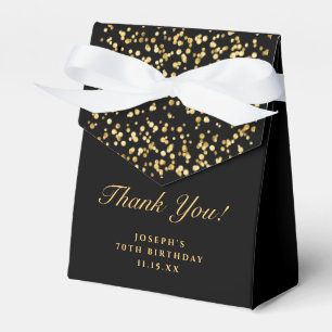 Modern Black Guld Glitter Dust Tack Monogram Presentaskar