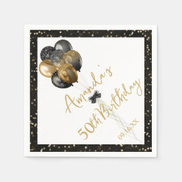 Modern Black Guld Glitter Gnistra i alla åldrar Pappersservett