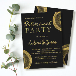 Modern Black Guld Glitter Pension Party Inbjudan