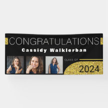 Modern Black Guld Glitter Photo Studenten