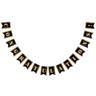 Modern Black & Guld Glitter Studentfest Vimplar