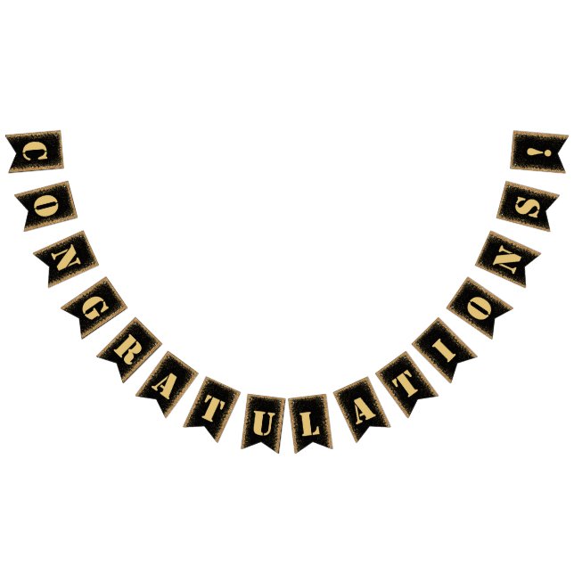 Modern Black & Guld Glitter Studentfest Vimplar (Alla)