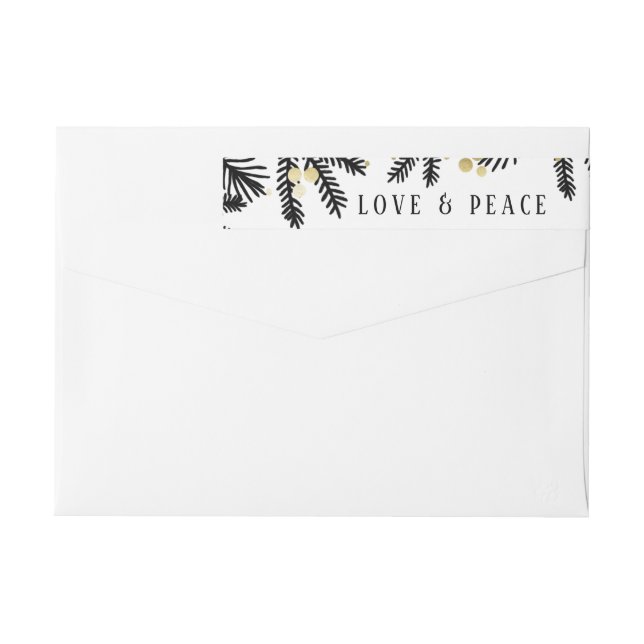 Modern Black & Guld Gräs och Berries adressetikett Etikettband (Baksidan)