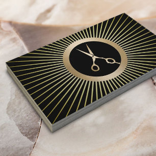 Modern Black & Guld Hairdresser Hair Stylist Salon Visitkort