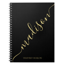 Modern Black Guld Handskriftlig Namn Monogram